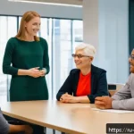 Home 19 장애인상담사 실무 기술 - A compassionate professional counselor engaging in a warm, empathetic conversation with a diverse gr...