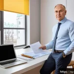 Home 18 장애인상담사 자격증 유효 기간 - A professional office setting showing a middle-aged Russian consultant sitting at a modern desk with...